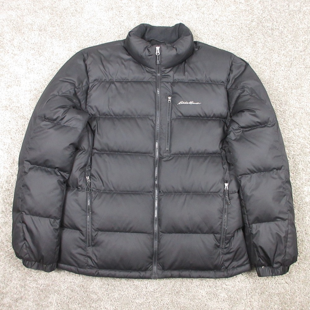 Eddie Bauer Jacket Mens Large‎ Black EB650 Down Puffer Coat Outerwear Winter